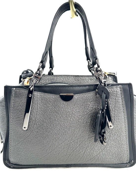 Coach Handbags - Coach Dreamer 38546 Silver Metallic Embossed Leather Tote Crossbody Bag